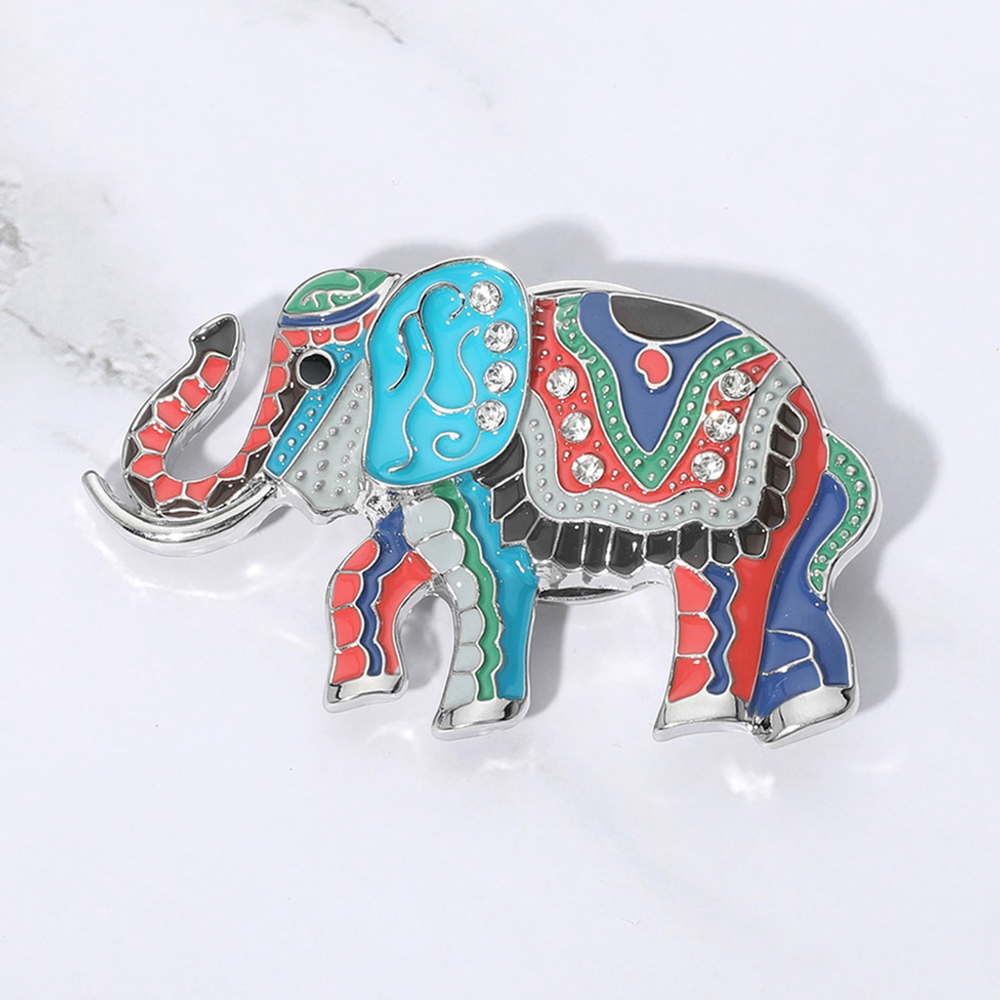Multicolor Elephant Magnetic Brooch Pin Enamel Rhinestone Animal Jewelry